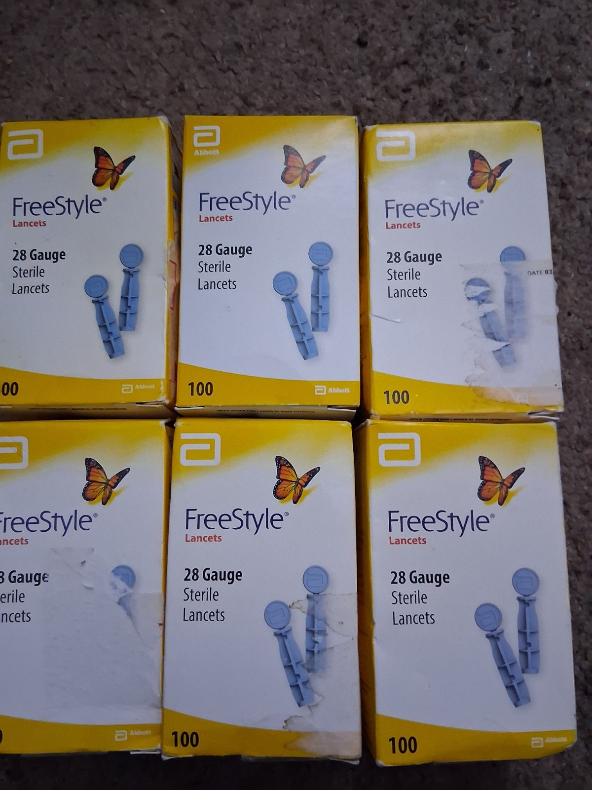 Lot Of 6 Freestyle Sterile Lancets 28 Gauge 100ct