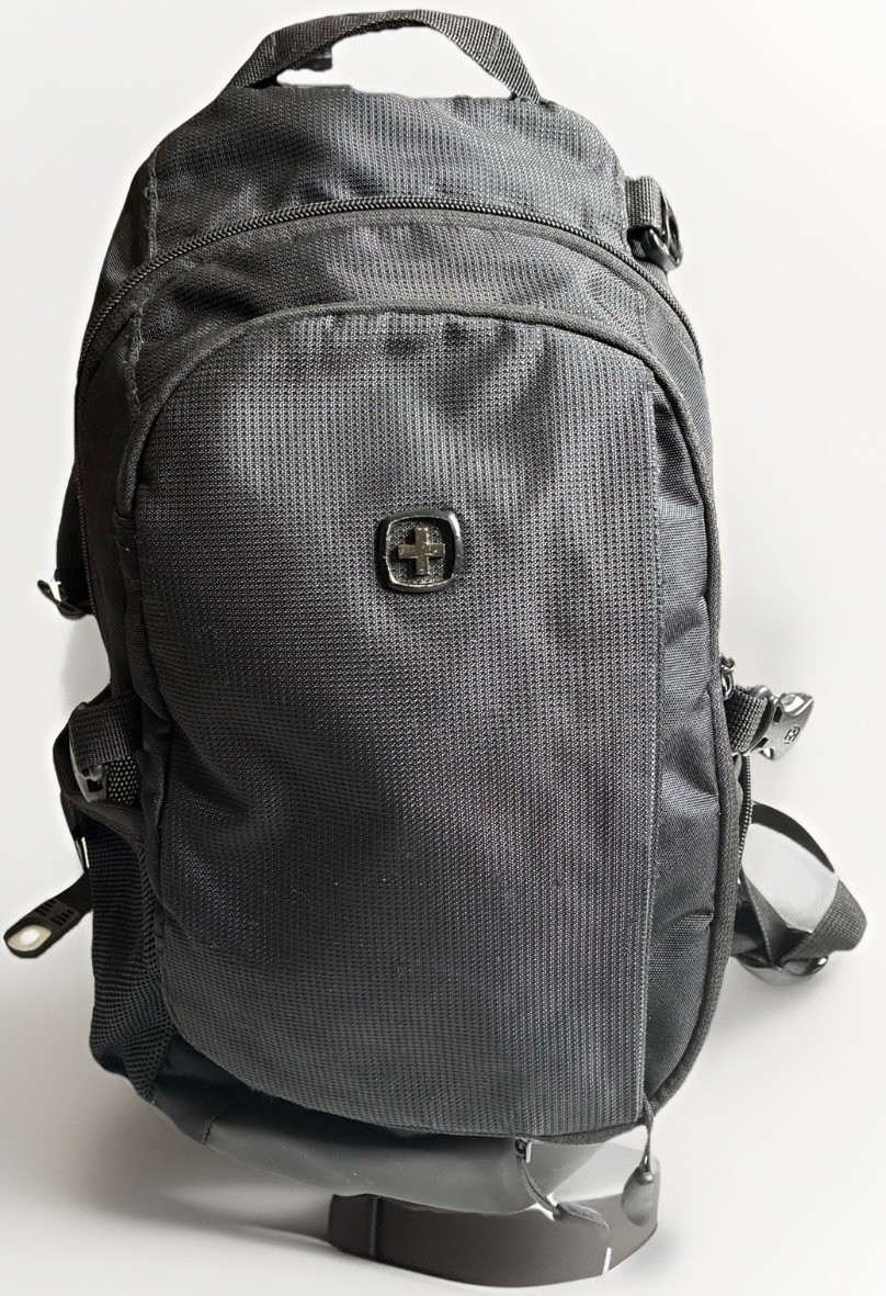 SwissGear 3598 Narrow Daypack in Black Ballistic material.