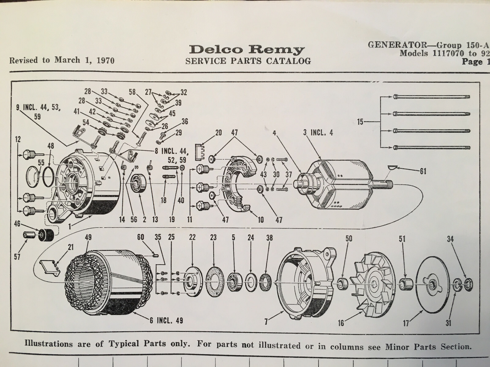 Delco-Remy Generator 1117070 to 1117092 Parts List Instructions