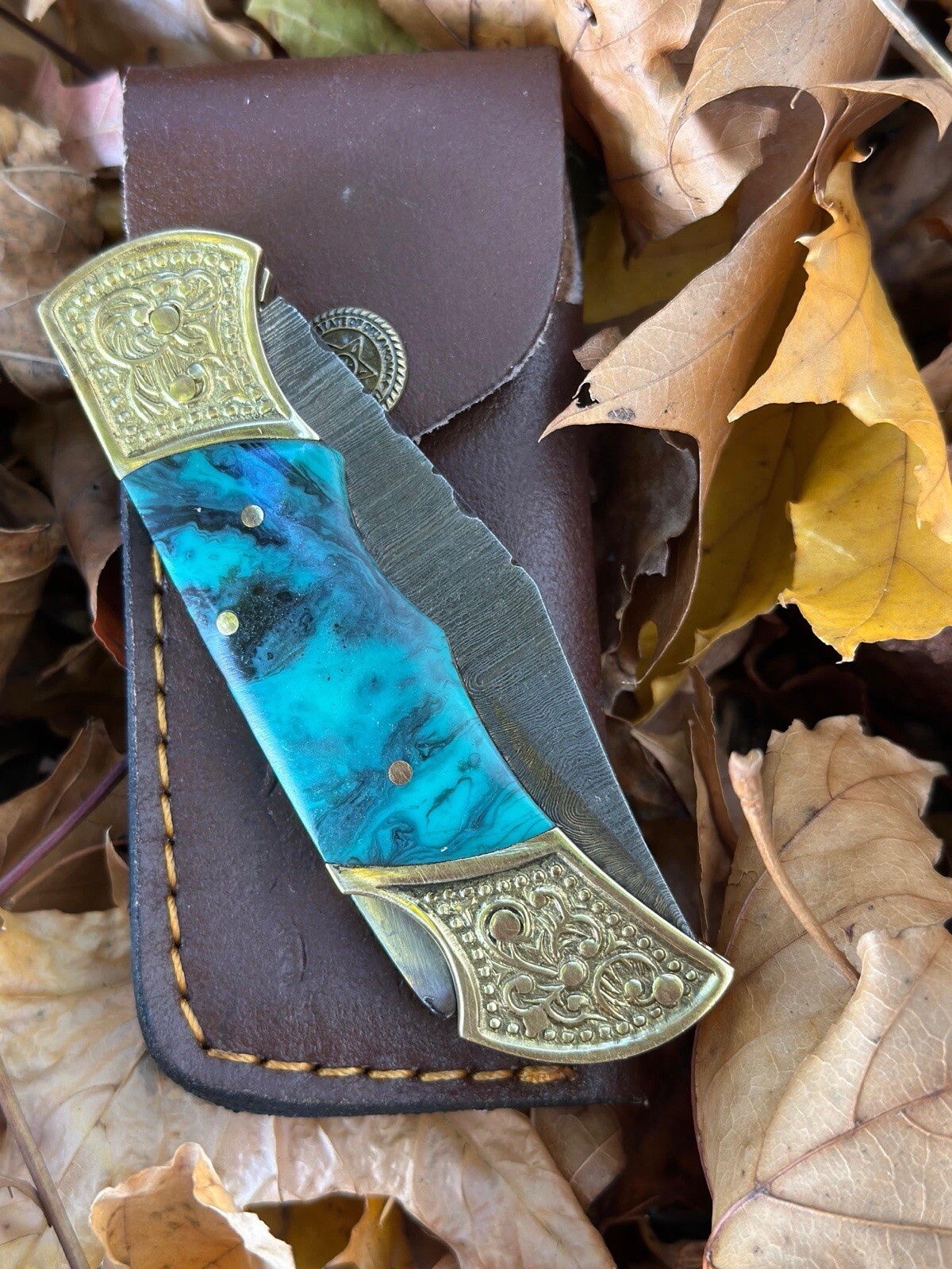 Damascus Steel Folding Blade Pocket knife Lock Blade Tactical Best Holidays Gift
