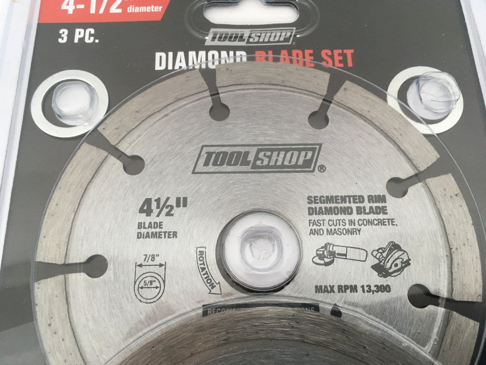 NEW Tool Shop 3-pc Diamond Blade Set 4-1/2" - Segmented, Continuous, & Turbo Rim