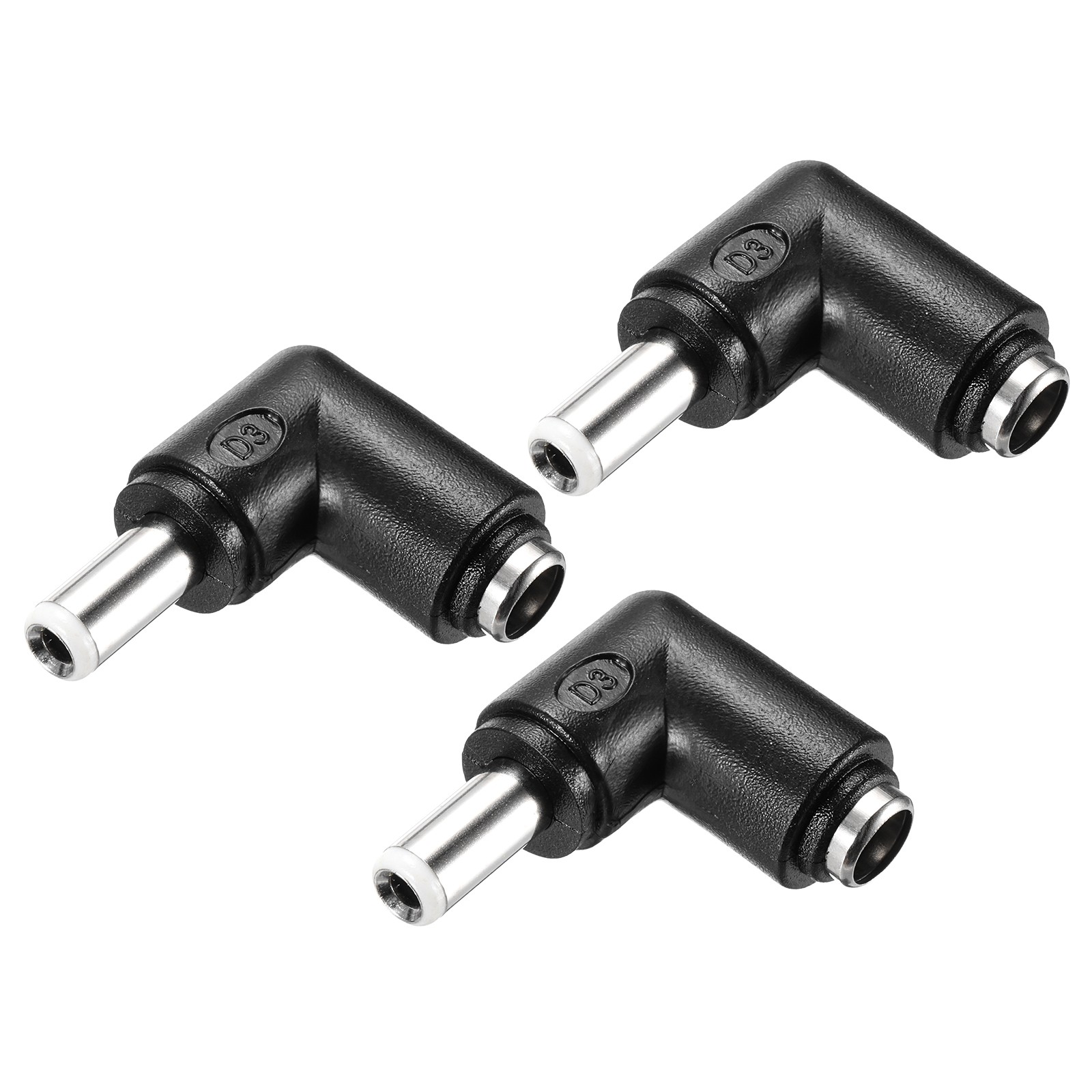 3Pcs DC Adapter White 90 Degree F/M 5.5x2.1mm to 5.5x2.5mm with 1.2" Wire