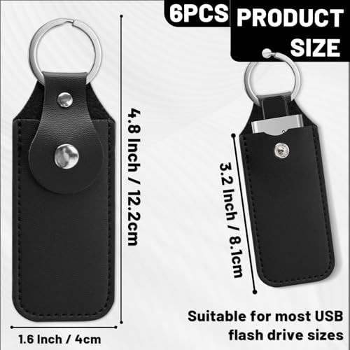 6 Pcs Flash Drive Holder, Leather Storage Case, Flash Drive Storage Case, Black