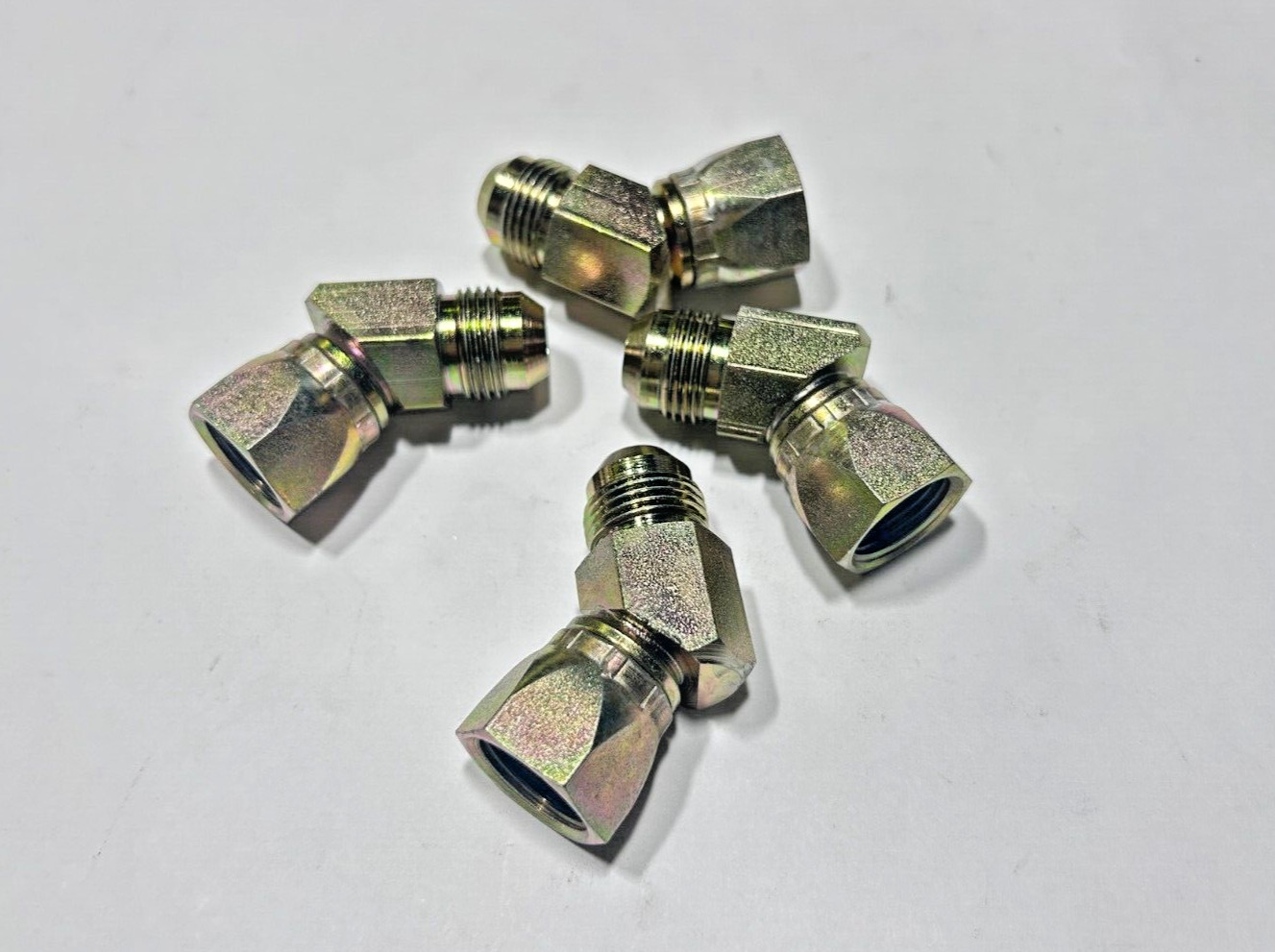 (4) WEATHERHEAD TF5356x8 1/2" Tube JIC 37 Swivel Nut Adapter 45 Deg Elbow Flare