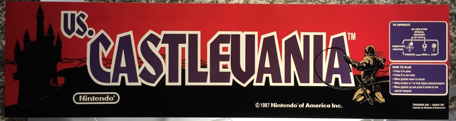 Vs Castlevania Nintendo Arcade Marquee 22.45" x 5.8"