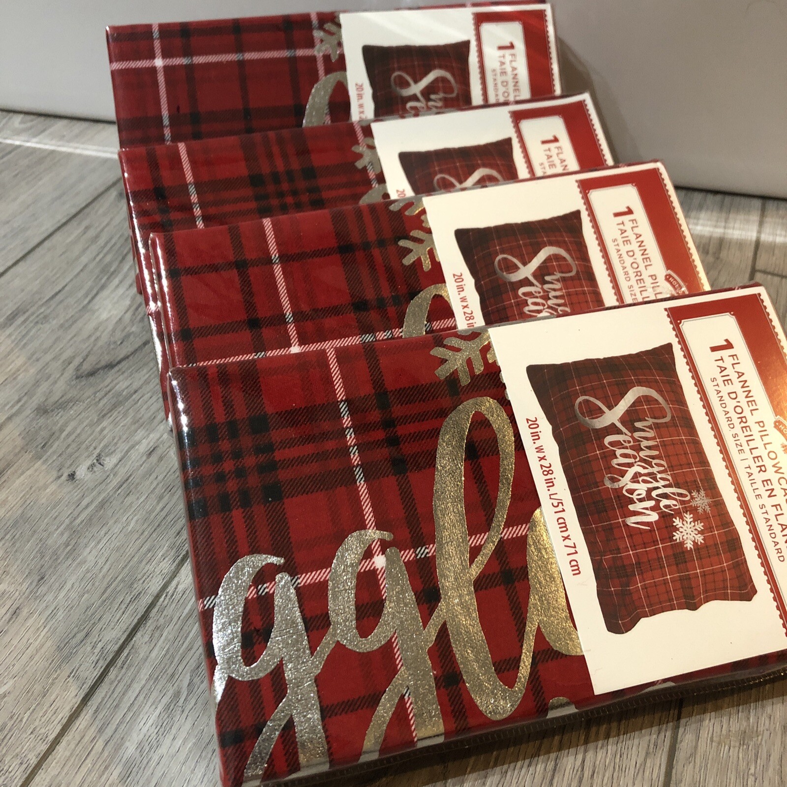4x Xmas Plaid Flannel Pillowcase Standard Size Snuggle Season xmas 20x 28 Inches