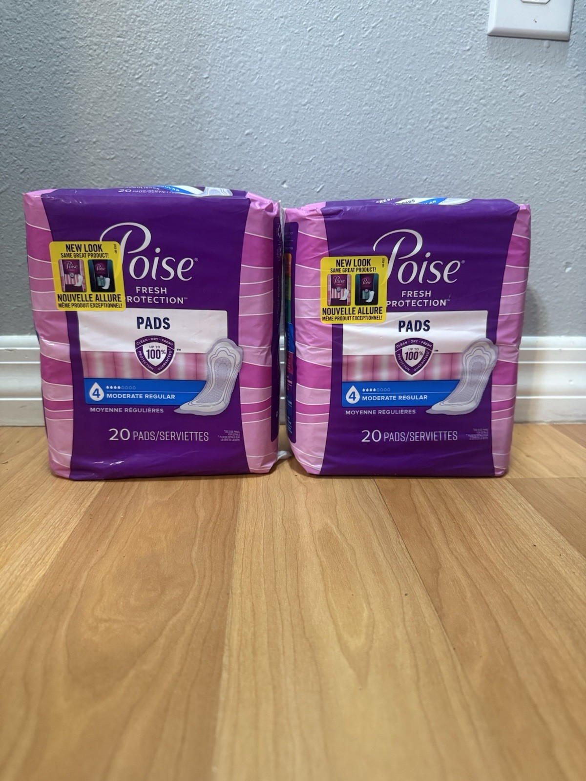 LOT (2) POISE PADS MODERATE REGULAR 4 DROPS CLEAN FRESH BLADDER PROTECTION 20 CT