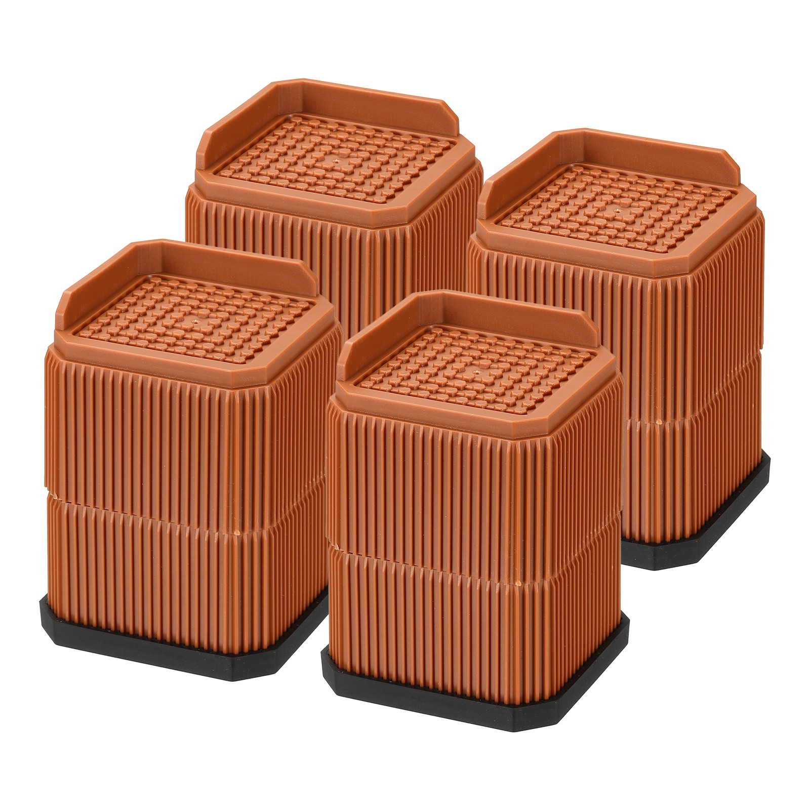 Brown Bed Risers Square Heavy Duty Stackable Lift Block to 2 Inch & 3.7 Inch