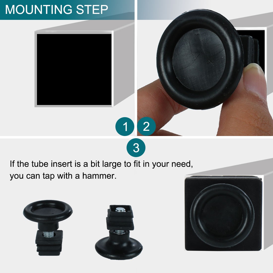Adjustable Feet 20 x 20mm Square Inserts Furniture Glide 4 Sets
