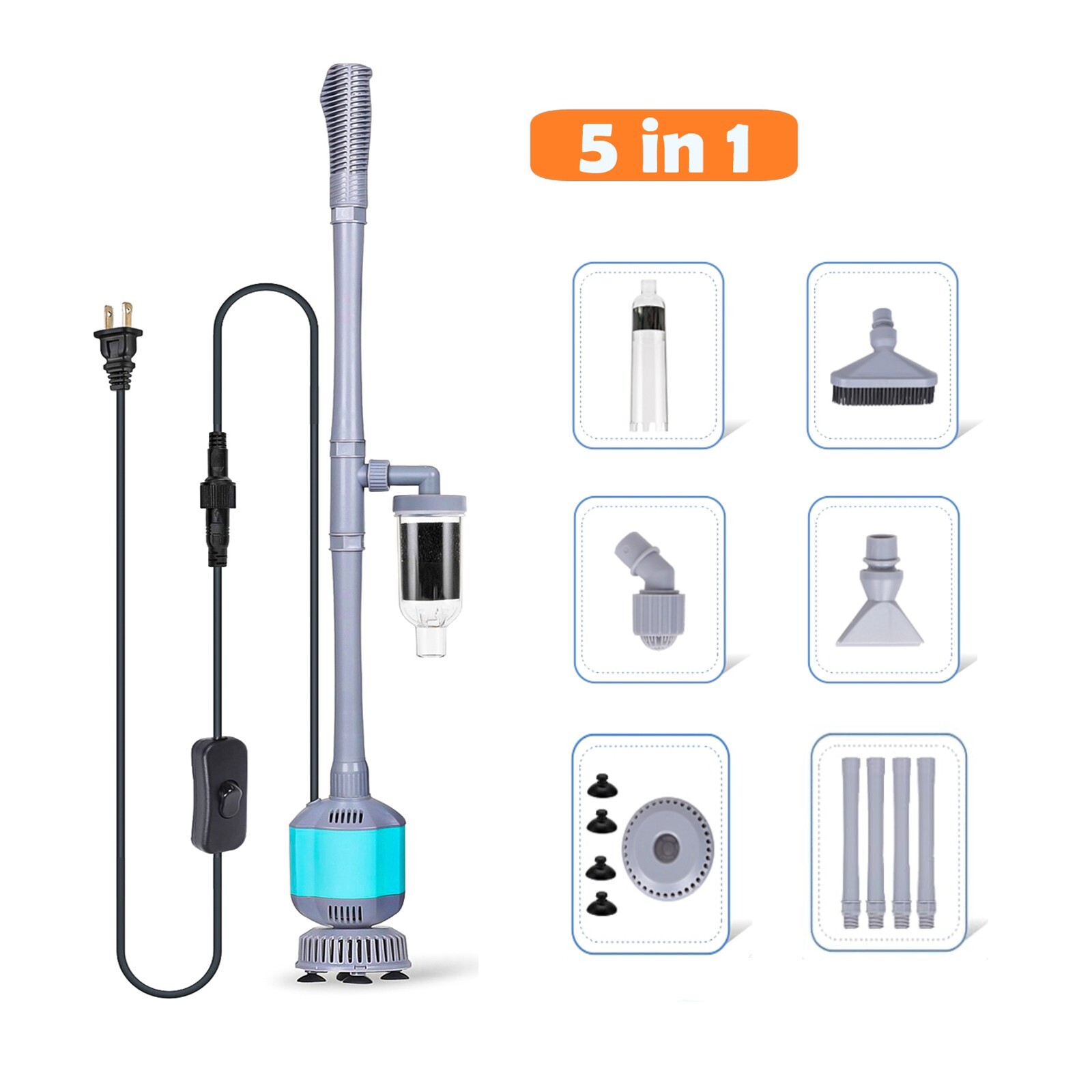hygger Electric Aquarium Gravel Cleaner Fish Tank Semi-Automatic Cleaning kit