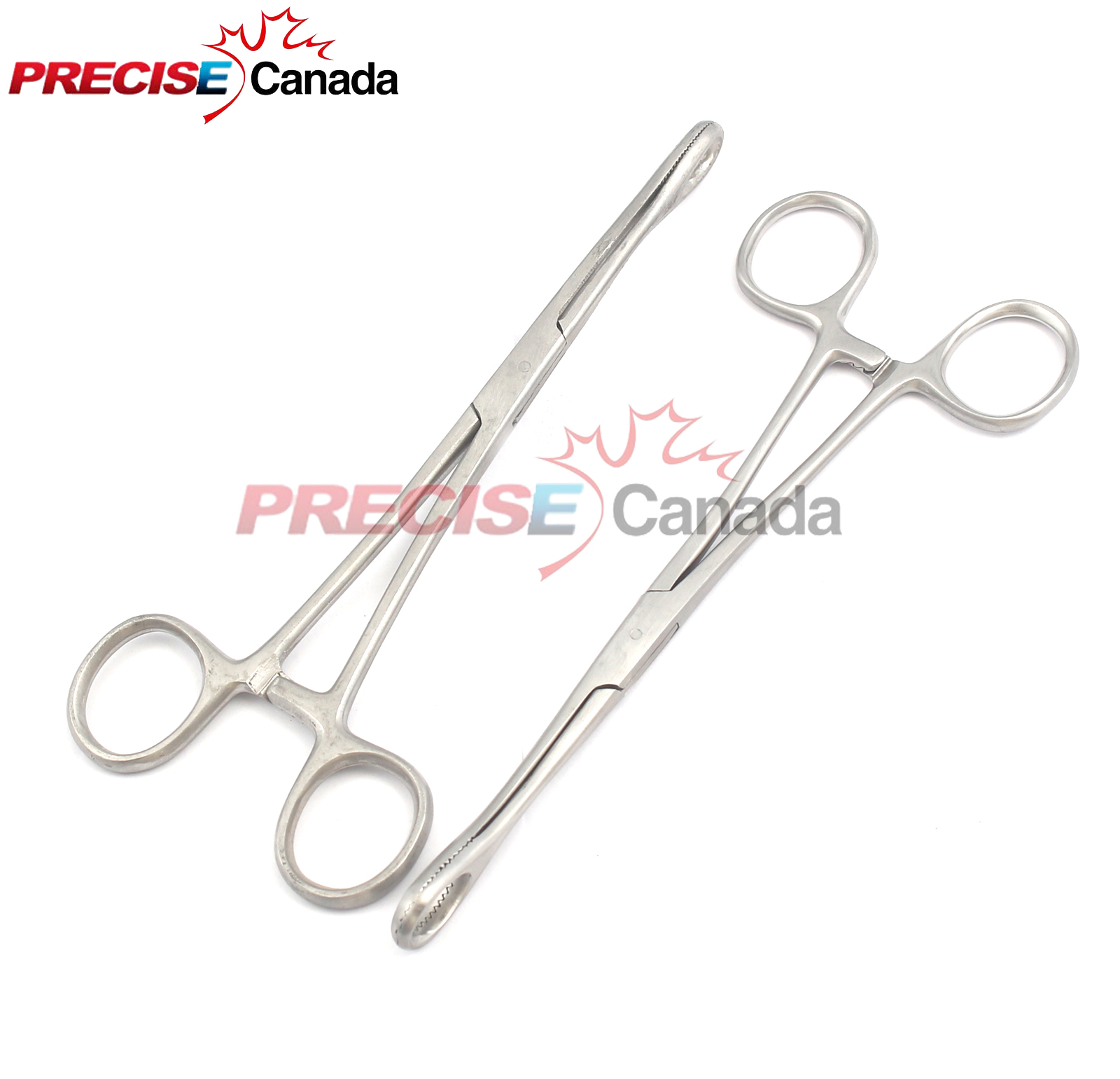 2 Pcs Foerster Sponge Forceps 7.5" Straight & Curved Surgical Instruments