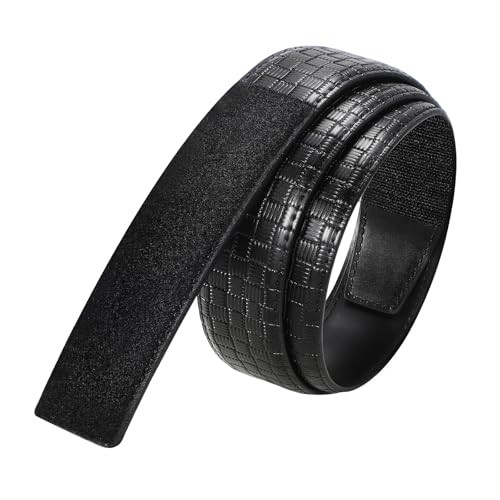 Mechanic Buckless Belts for Men, No Fit Waist 32"-34" Square Black Leather
