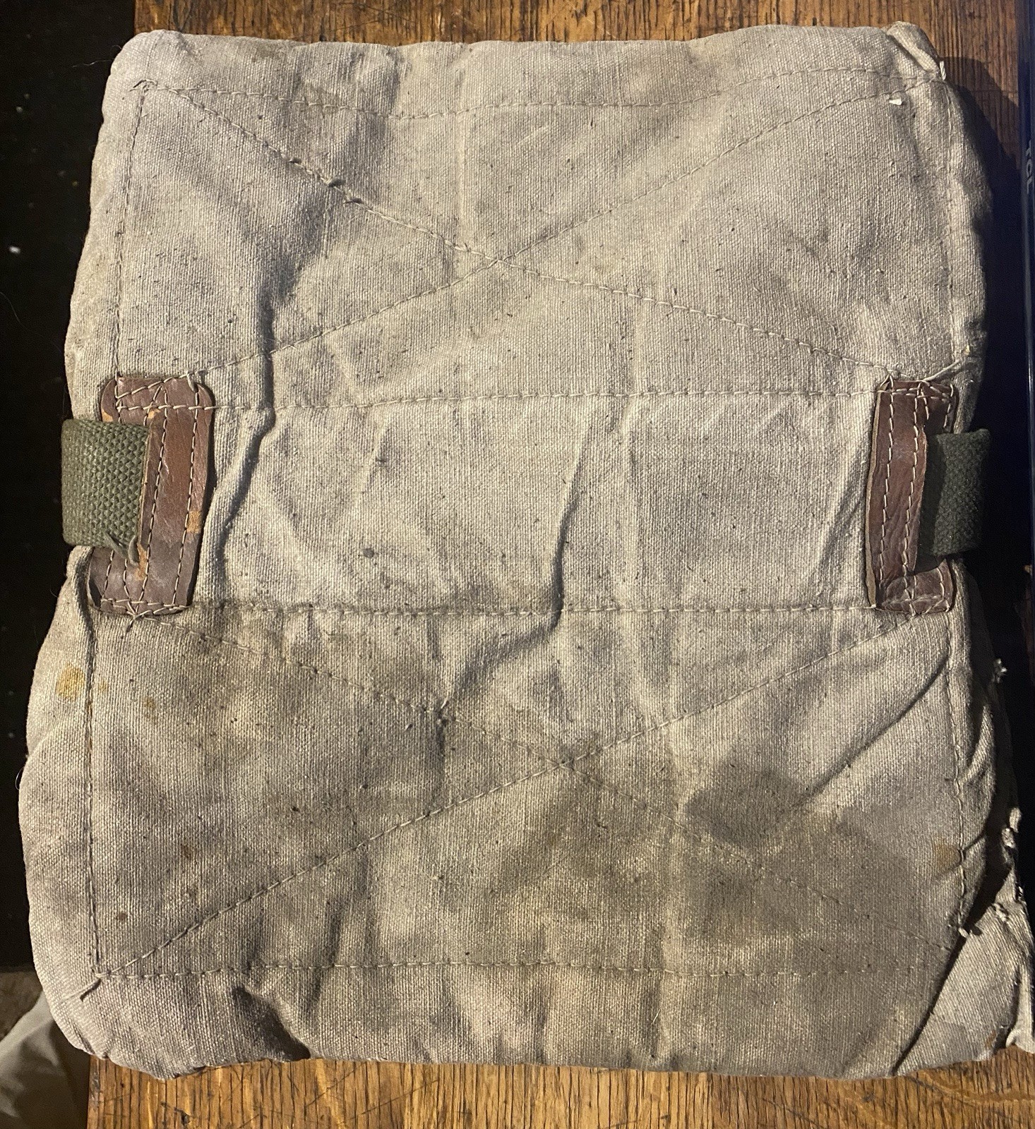 1900 - 1920 Vintage Baseball Canvas Base Bag with Strap Buckle Stake n Bat Glove