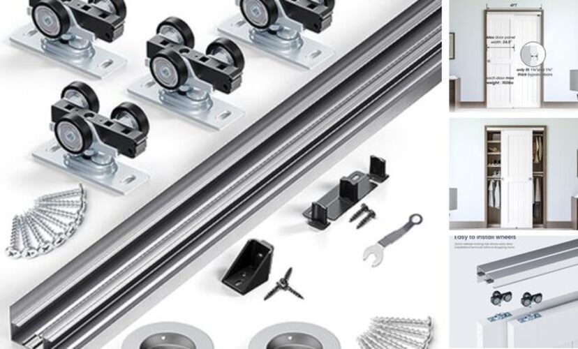 48"/Bypass Sliding Door Hardware Kit for Cabinet Closet, 4FT Silver Color