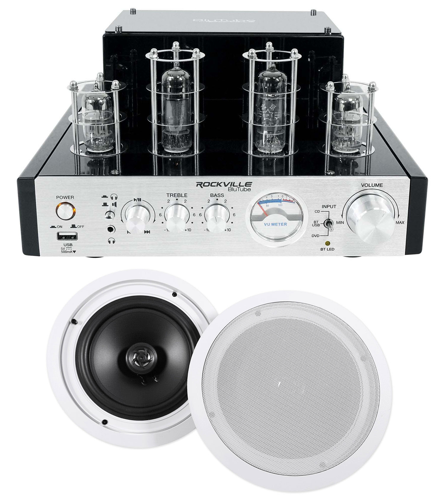 Rockville BluTube Tube Amplifier/Home Theater Receiver+(2) 8" Ceiling Speakers
