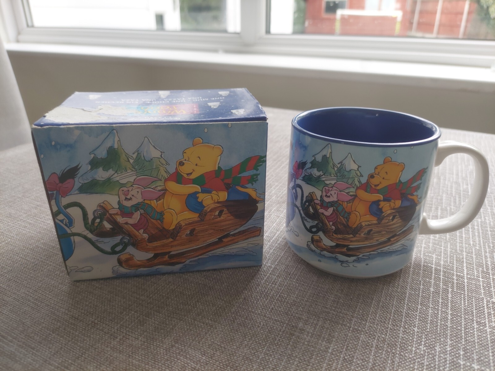 Vintage Disney Classics  Winnie The Pooh Christmas Mug In Box 1990's PREOWNED