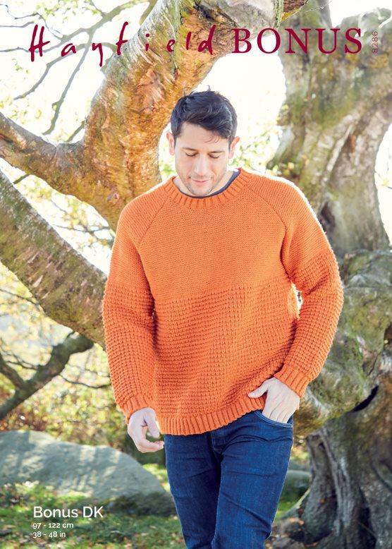 Sirdar Knitting Pattern - Hayfield Bonus DK, Mans Sweater 8286