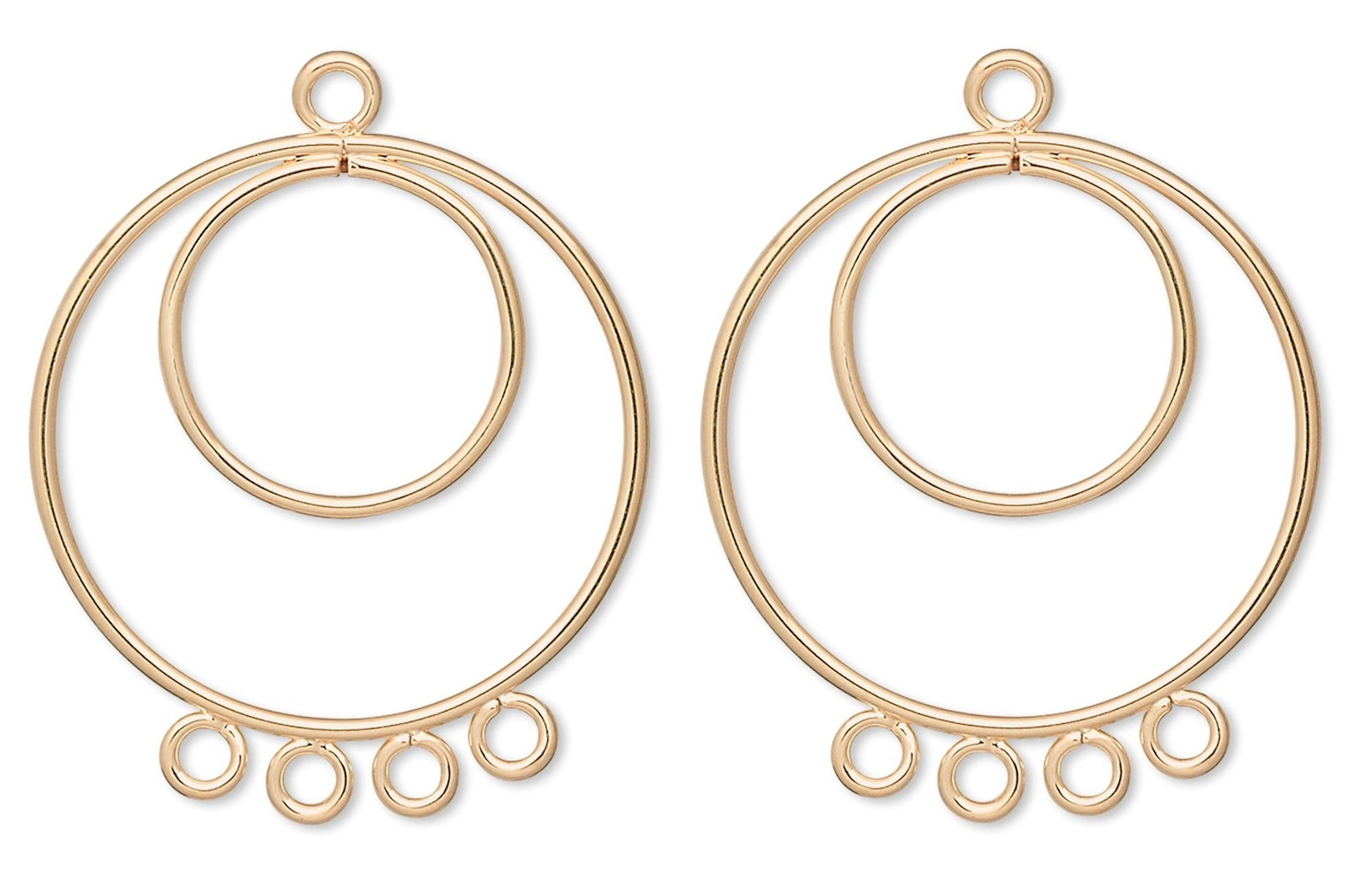 Drop, 10 Gold Plated Steel 25mm Double Hoop Earring Connectors