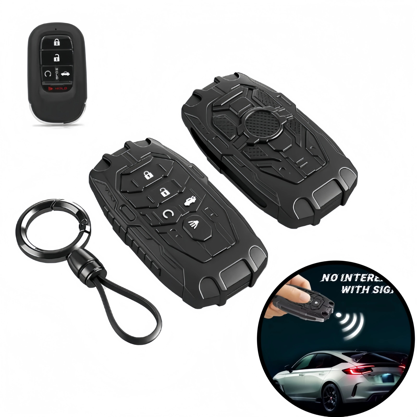Anti-Slip Silicone Key Fob Cover 5 Button Civic Accord CRV HRV Pilot