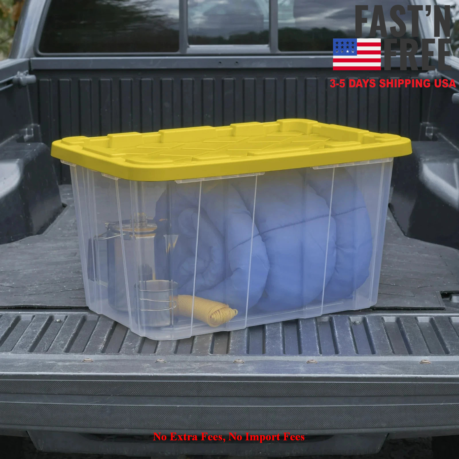 Sterilite Large Storage Bin, 27 Gallon Durable Plastic Storage Tote with Snap-On