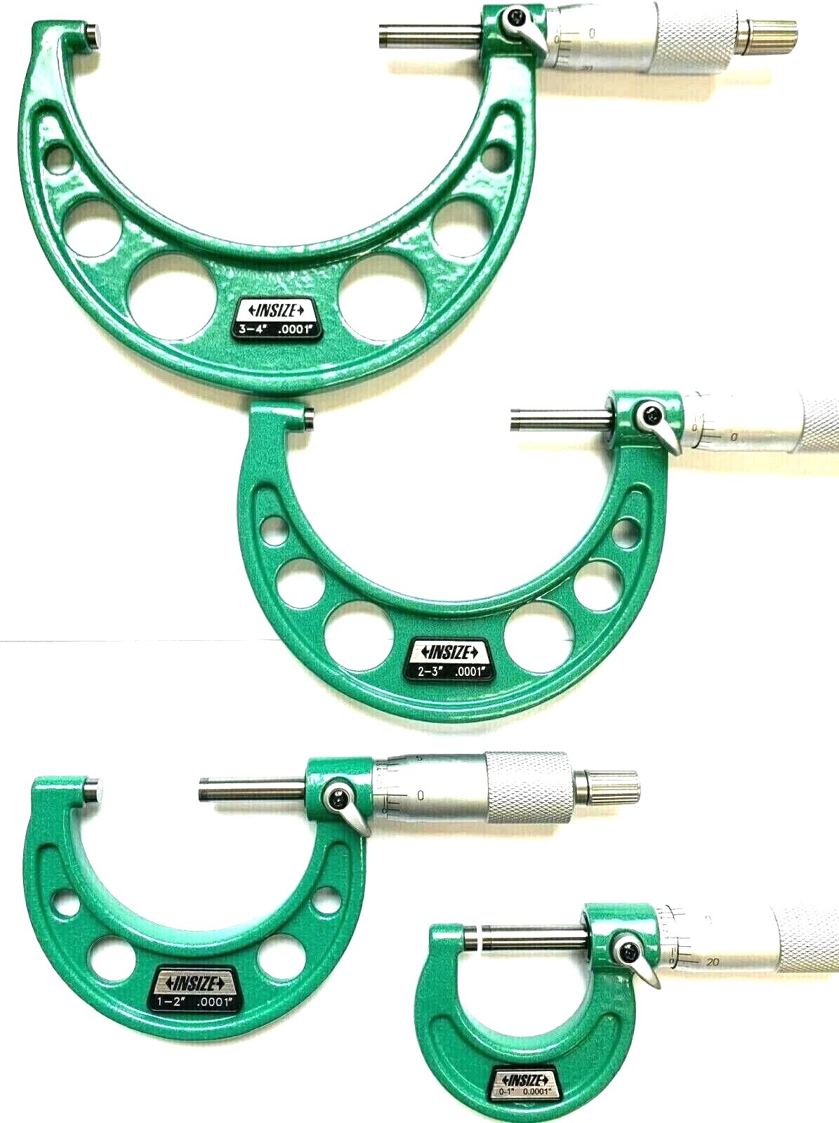 INSIZE 0-4" 4 PIECE MICROMETER SET - .0001" RESOLUTION -  #3203-44A