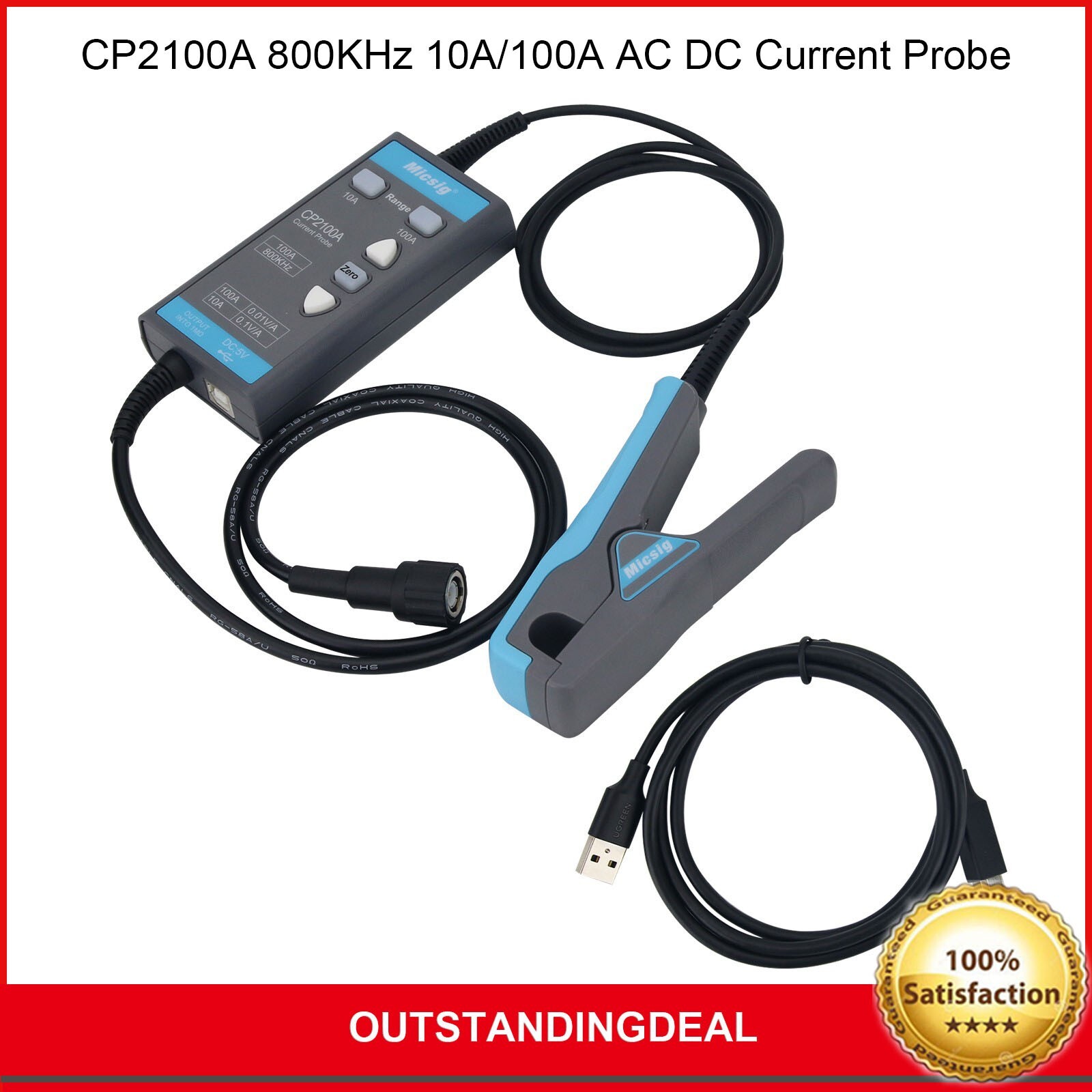 Micsig CP2100A 800KHz 10A/100A AC DC Current Probe for Oscilloscopes ot25