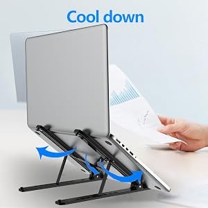 Laptop Stand for Desk, Adjustable Laptop Riser, Black | ABS+Silicone Foldable