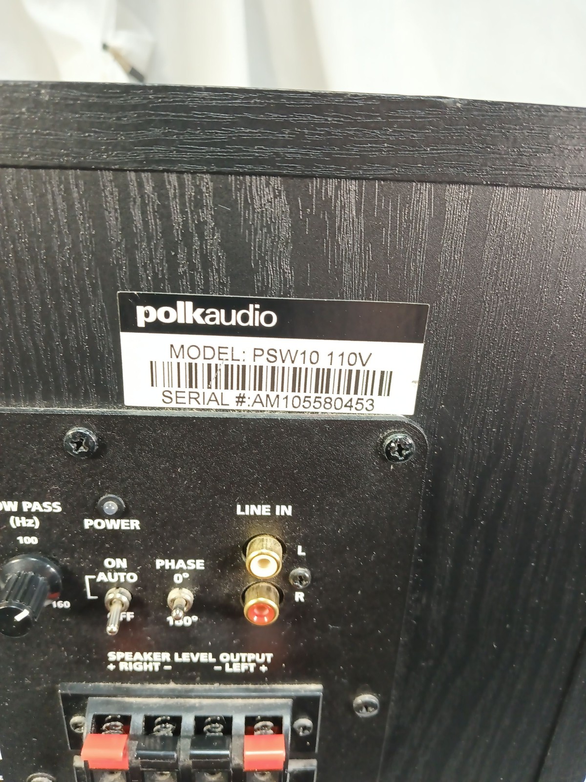 Polk Audio PSW10 10-Inch 100W Powered Subwoofer Home Theater Bass RCA Black