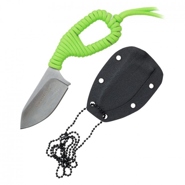 Neck Knife | Wartech 2.75" Silver Blade Tactical Survival Green Paracord