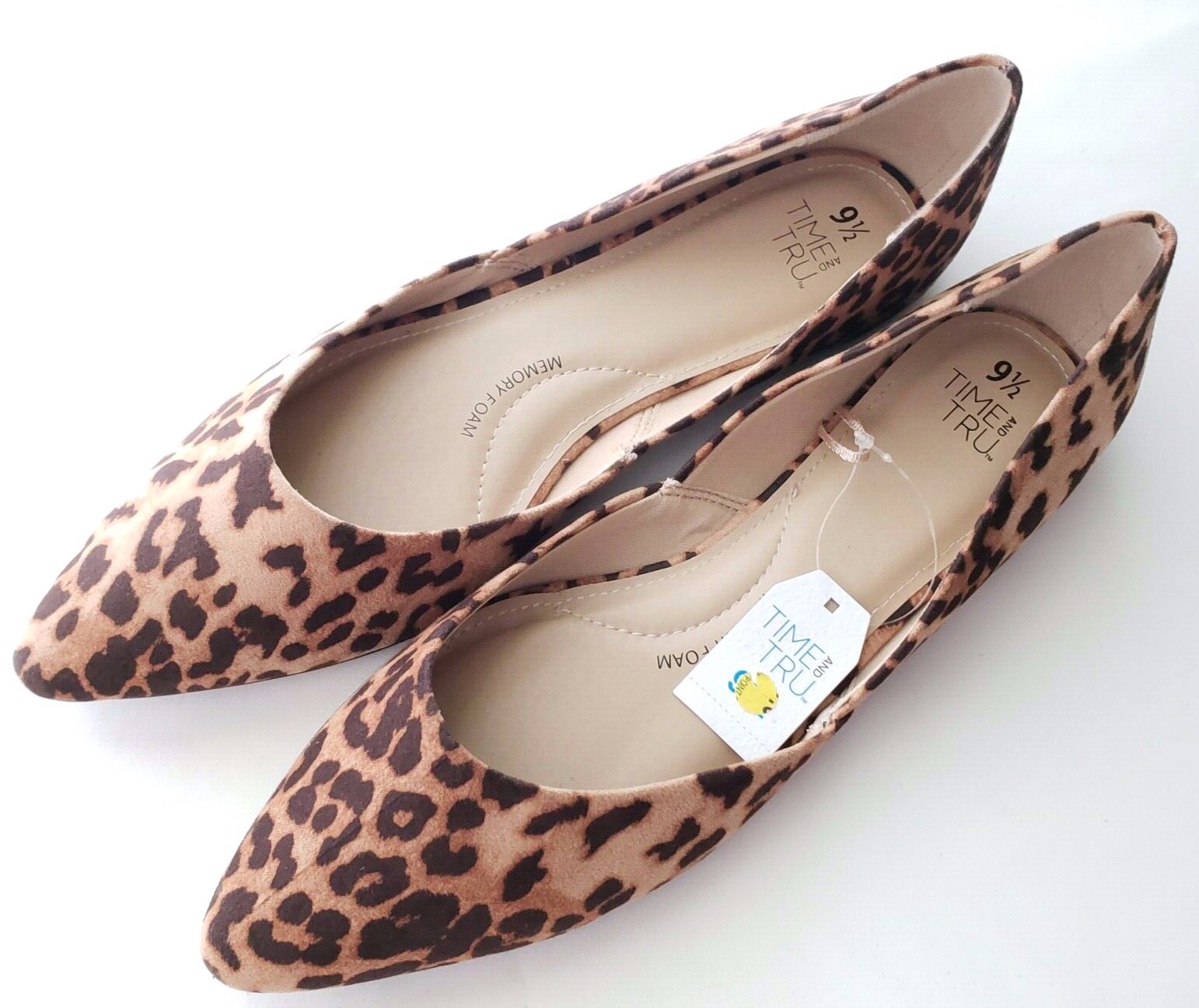 Time And True Women's Size 9.5 Loafer Flat Shoes Leopard Memory Foam Brand New