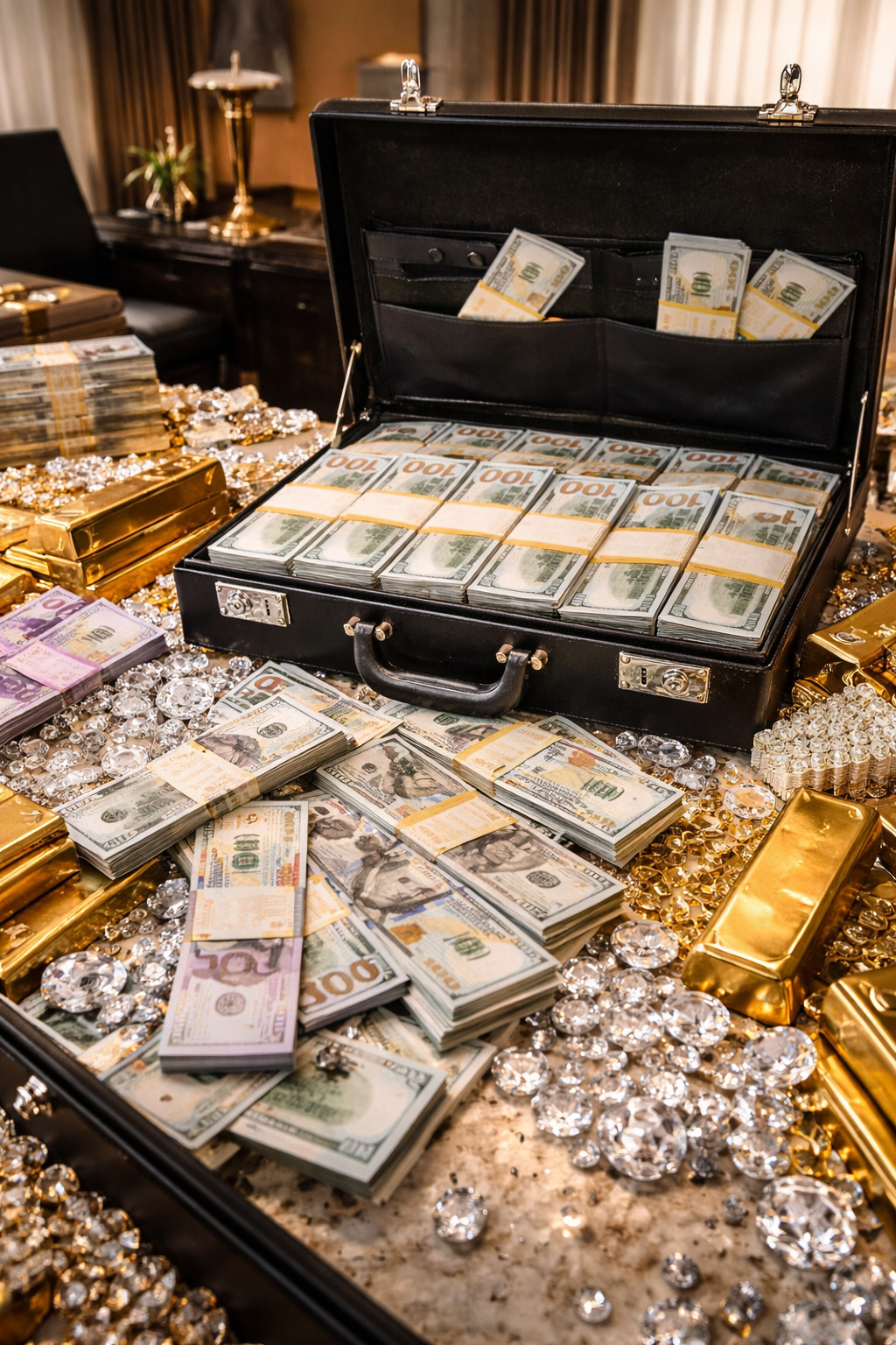 Money Gold Rich Life AI Digital Image Picture Photo Pic Wallpaper Background #89