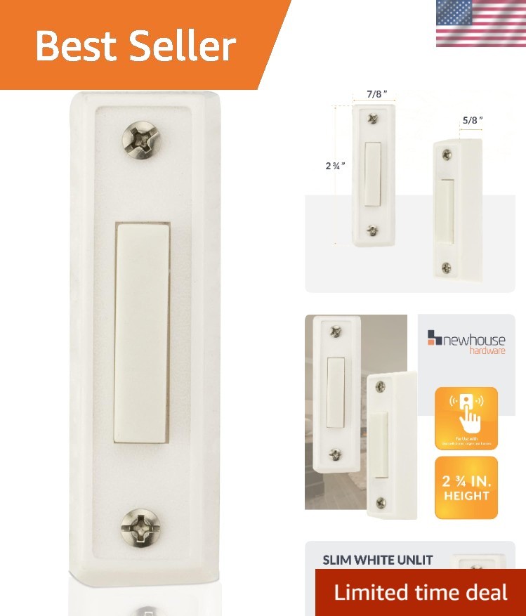Versatile Unlighted Doorbell Switch - 2.75 Inch Durable Plastic Construction