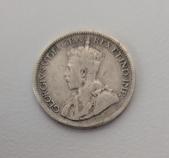 1919 Canada 10 Cent Silver Coin Needs Cleaning