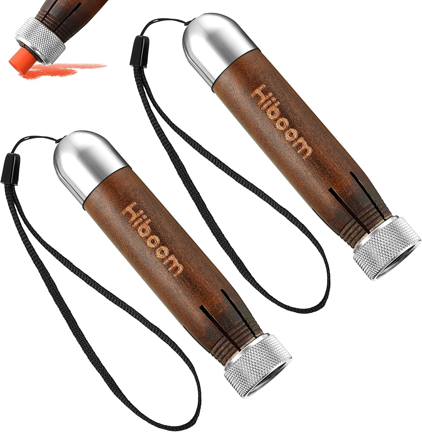 Hiboom 2 Pack Crayon Holder for 1/2'' round or Hexagonal Marking Crayons, Wood L