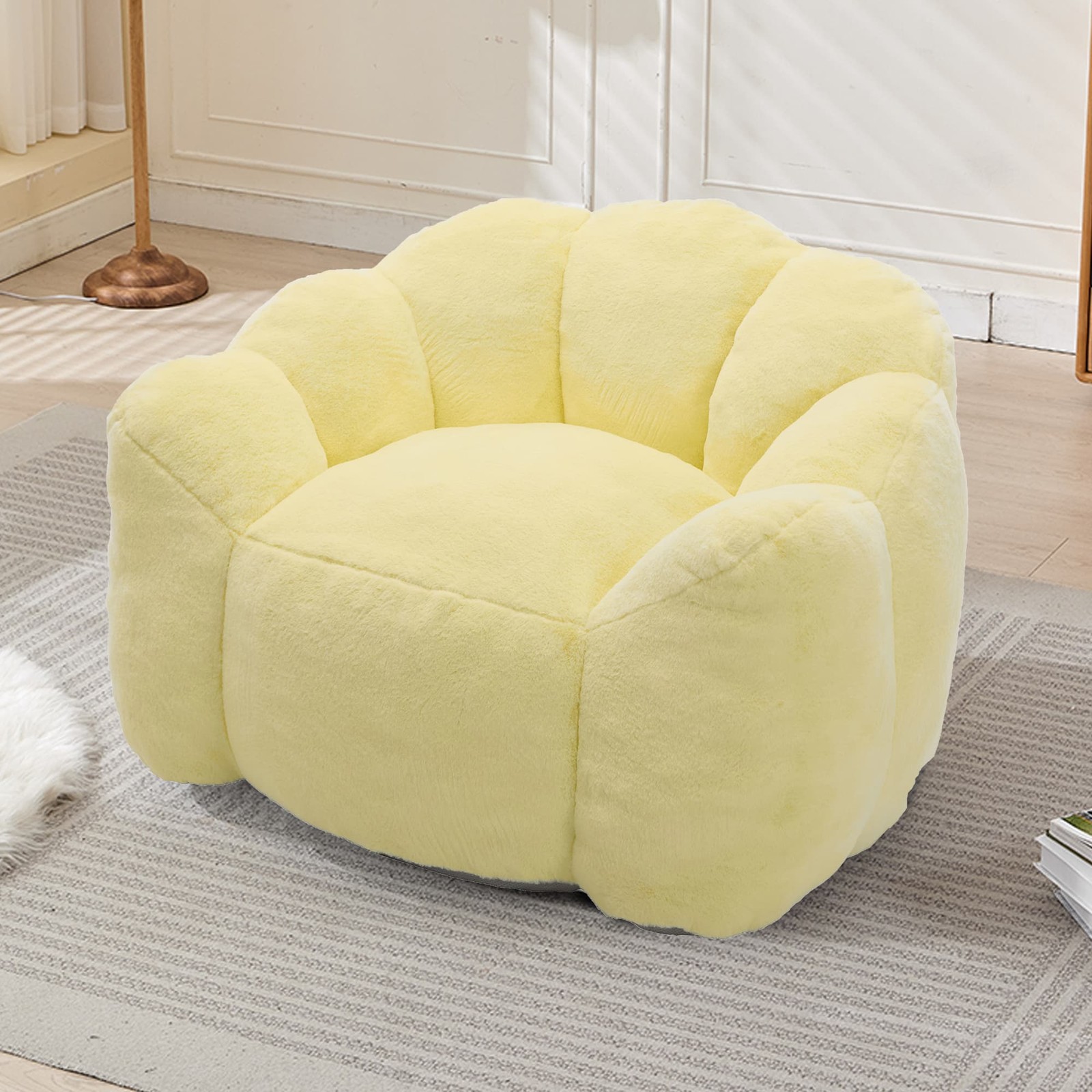 Yellow Lotus Compression Sofa Bean Bag Pull Ring Portable Living Room Bedroom