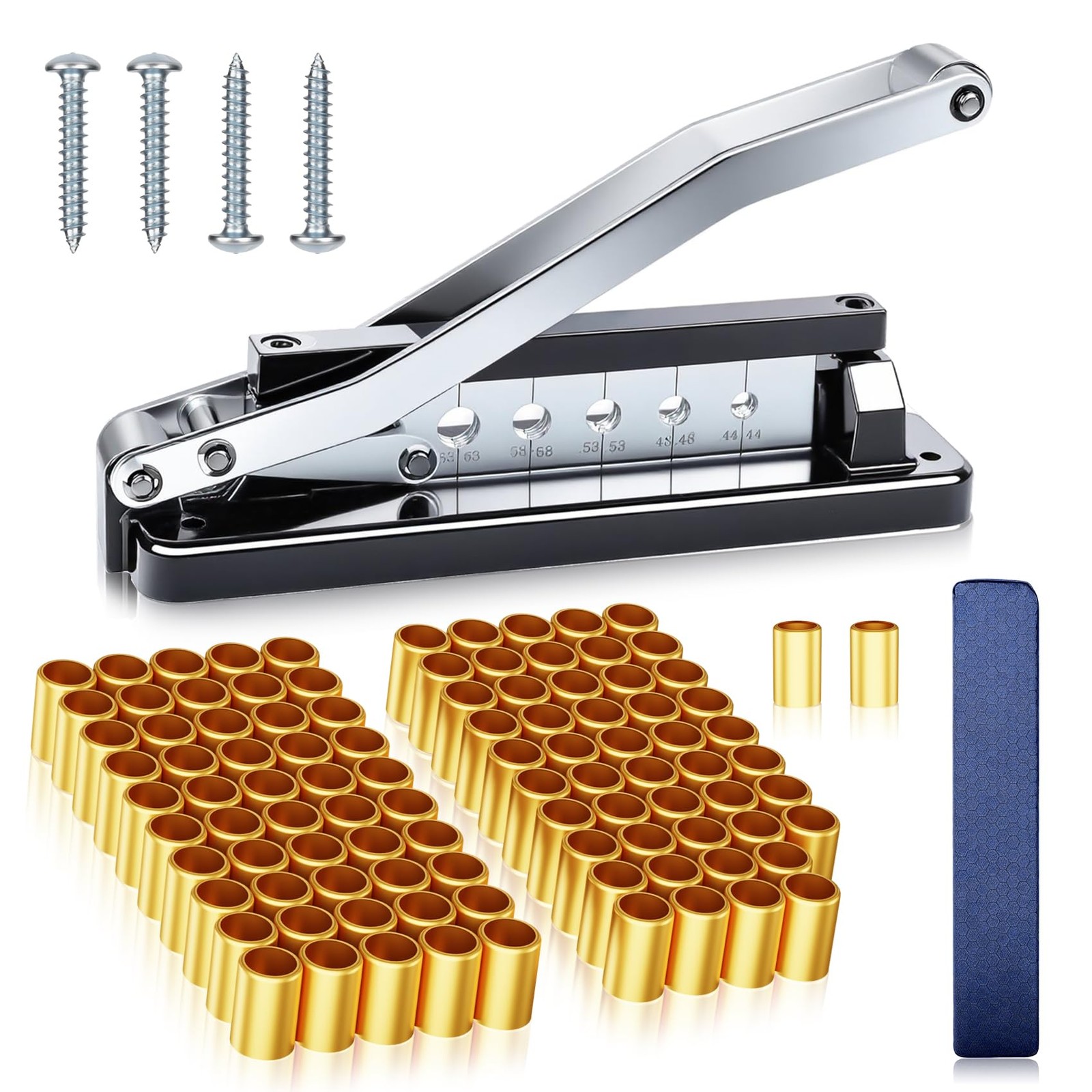 Hose Crimper Tool Kit Heavy Duty with 100 Ferrules Black + Gold Portable Bench