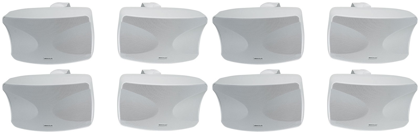 (8) Rockville WET-44 PRO Dual 4" 4-Way Swivel 70V Commercial Speakers in White