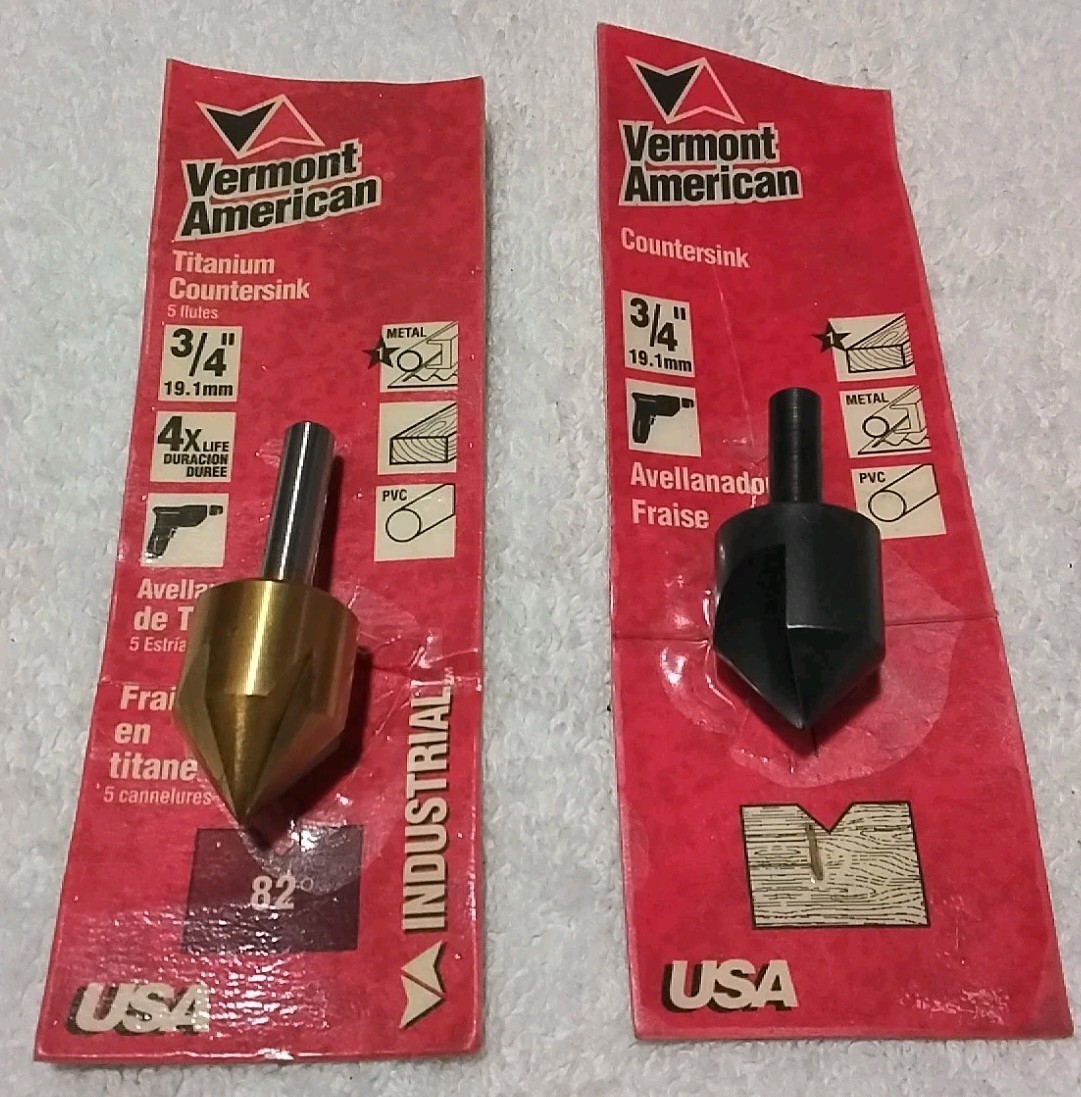 2pc VERMONT AMERICAN 16632 3/4"5 FLUTES TITANIUM &3/4" H.S.S COUNTERSINK USA 🇺