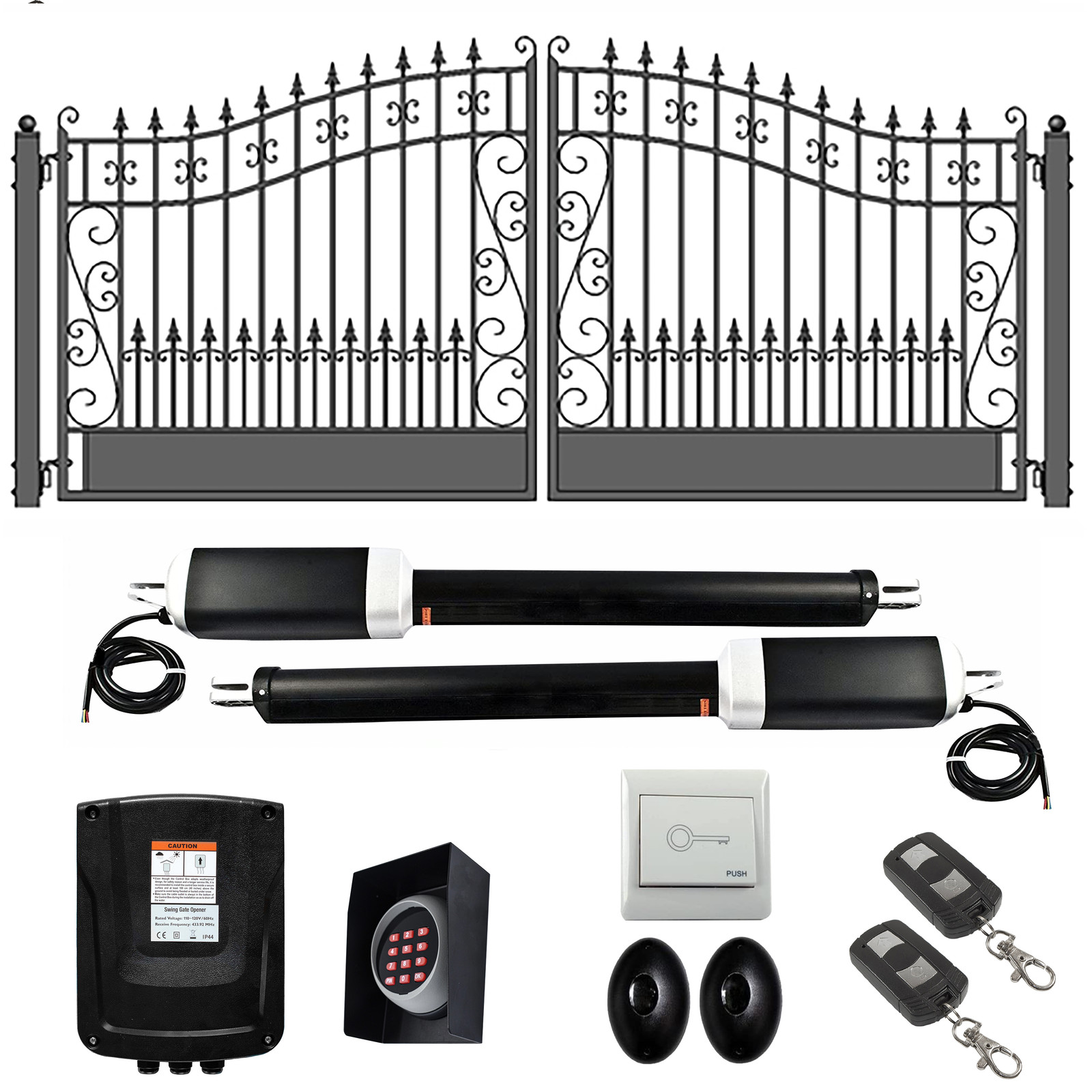 ALEKO Venice Style Dual Swing Steel Driveway Gate 14 ft with ETL Gate Opener
