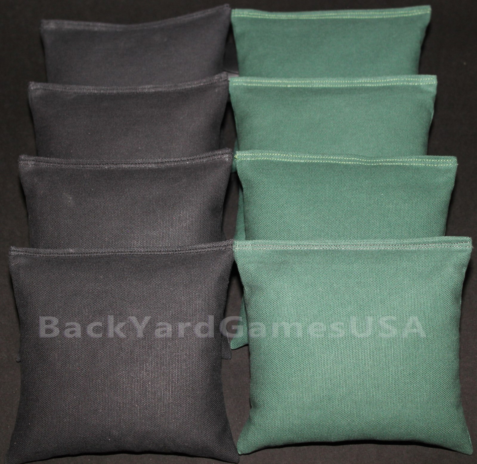 ALL WEATHER CORNHOLE BEAN BAGS Black & Green  Resin Filled WATERPROOF