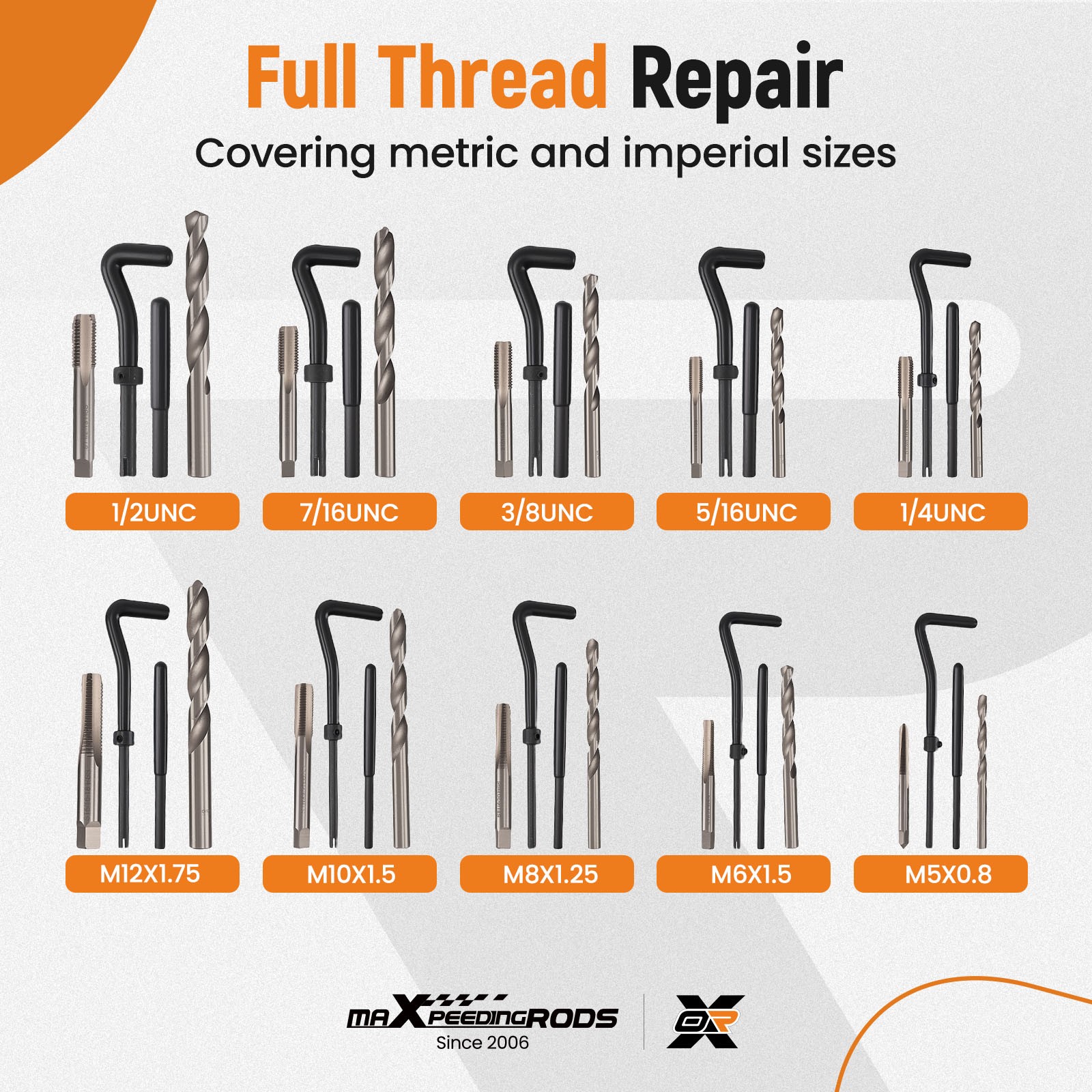 338Pc Automotive Thread Restoration Kit SAE Metric for Engine Strip Tool