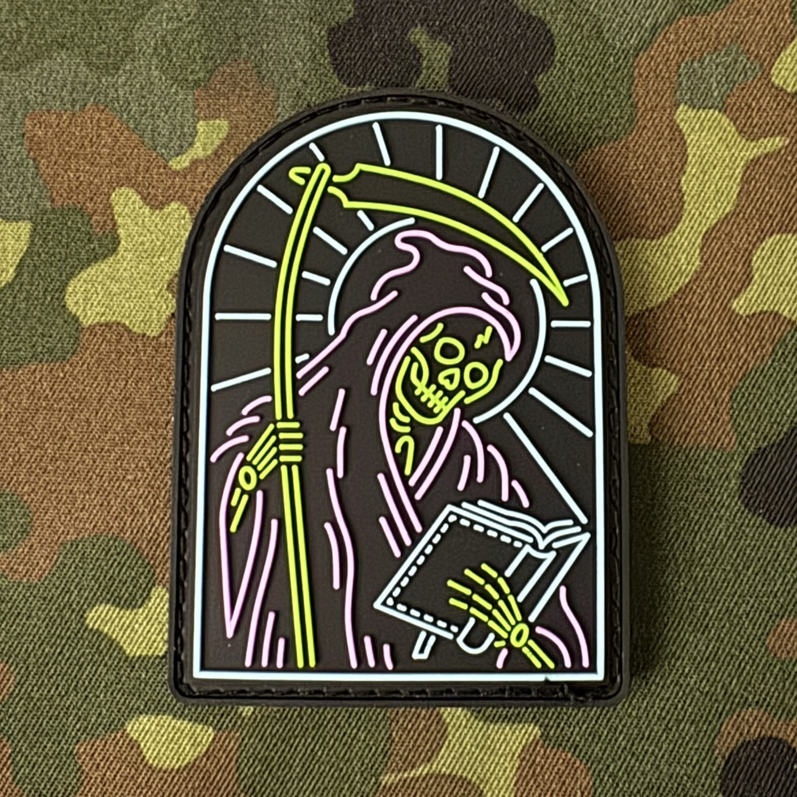 NEON DEATH PVC Morale Patch Hook/Loop SHOT Show 2026 GRIM REAPER MEMENTO MORI