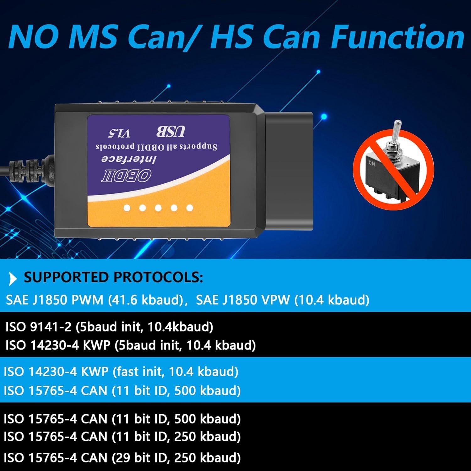 ELM327 OBD2 USB Adapter OBD2 to USB Scanner Adapter OBDII Diagnostic Cable