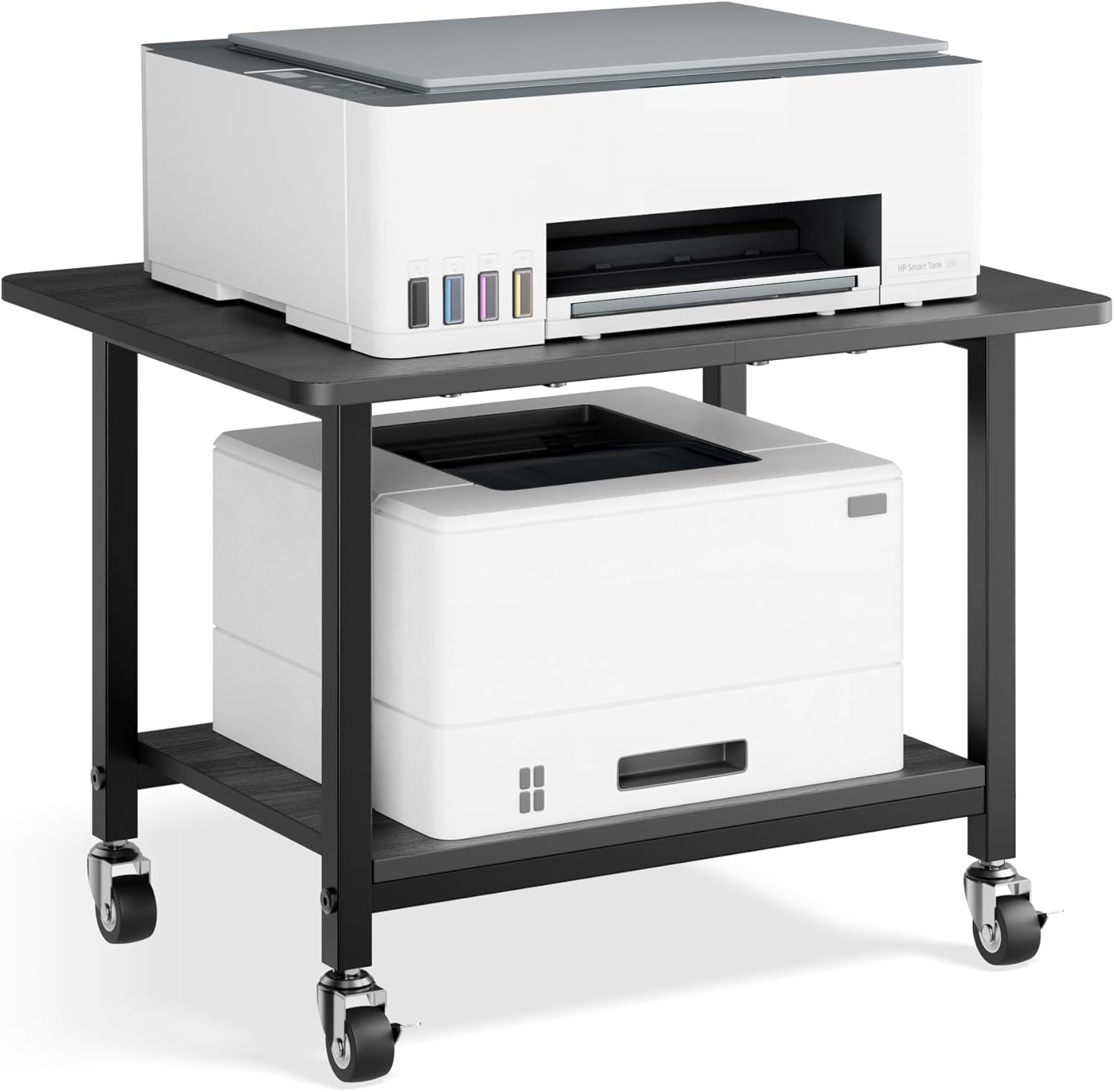 Rolling Printer Stand W/ Lockable Wheels 2-Tier Printer Cart W/ Storage Shelf