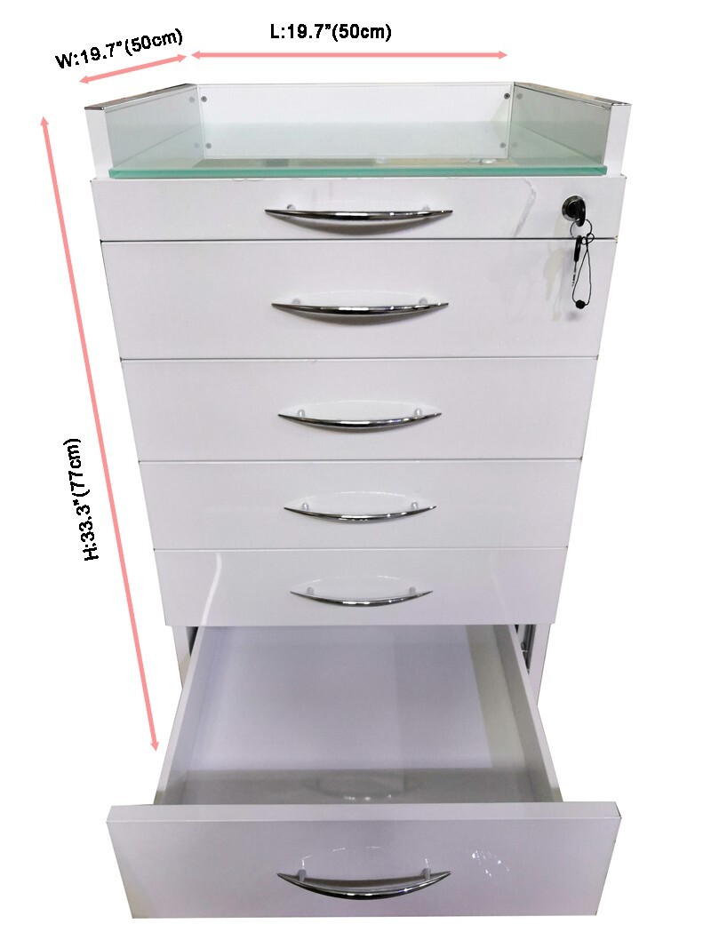 Office,White 5 Drawers Cabinet Special Storage Mobile Cart Moving Side Cabinet