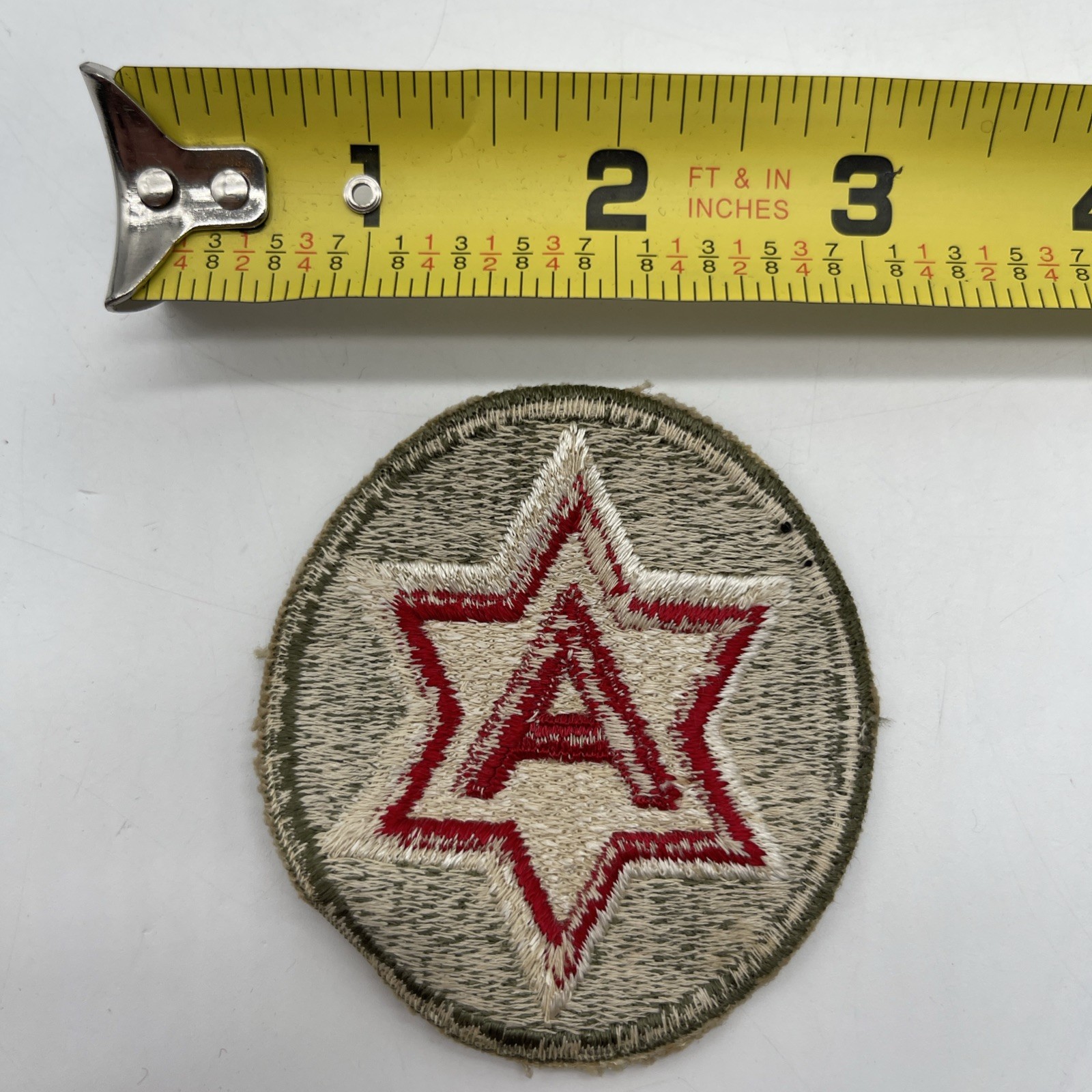U.S. Military 6th Army Cut Patch Insignia “A” 6 Pointed Star ~2.5” Round Older