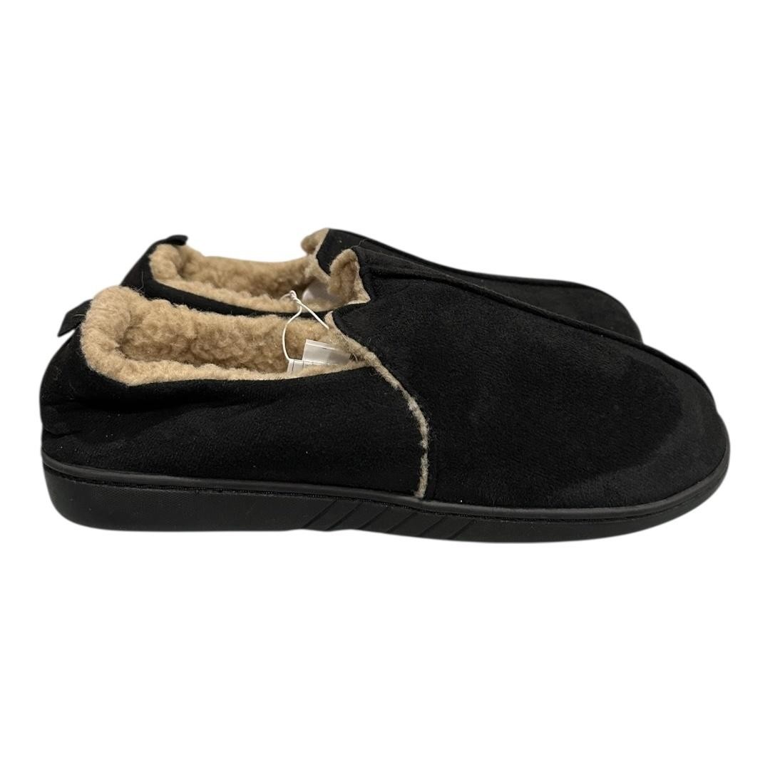 Joe Fresh Slippers Mens Size 9 Black Faux Suede Faux Fur Lined Slip On House