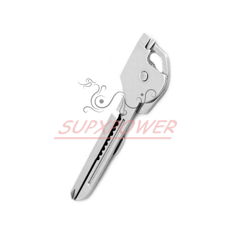 New  6-in-1 Utili Key Tool Keyring Keychain Multifunction Stainless Steel (1PCS)