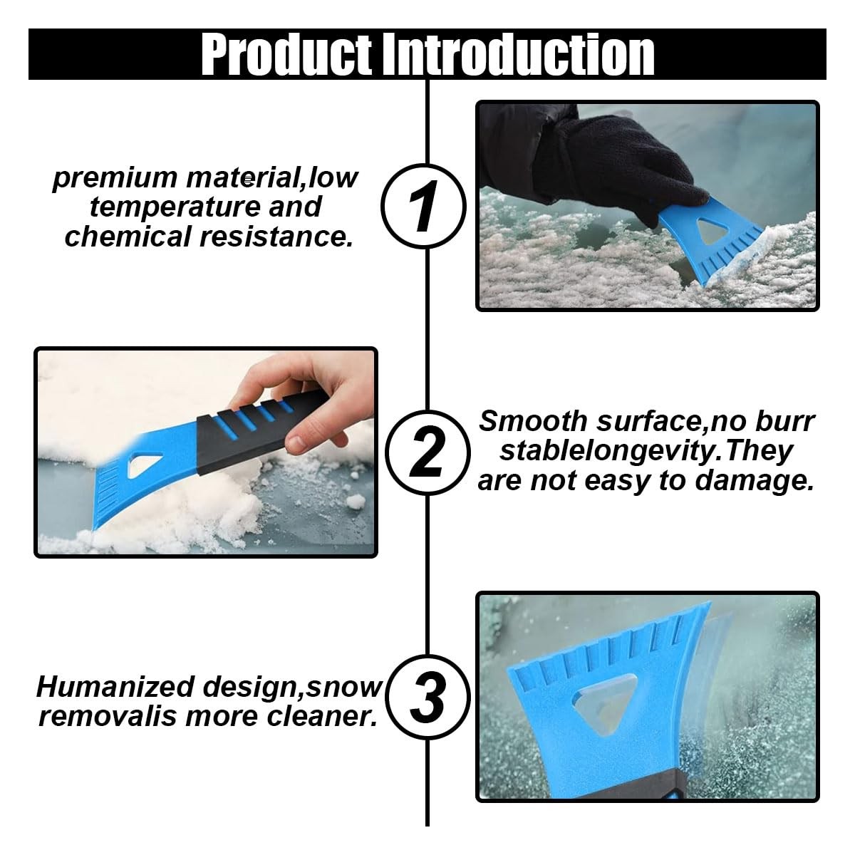 12 Pieces Ice Scraper Set | Non-Scratch Plastic | Ergonomic Handle | Winter Tool