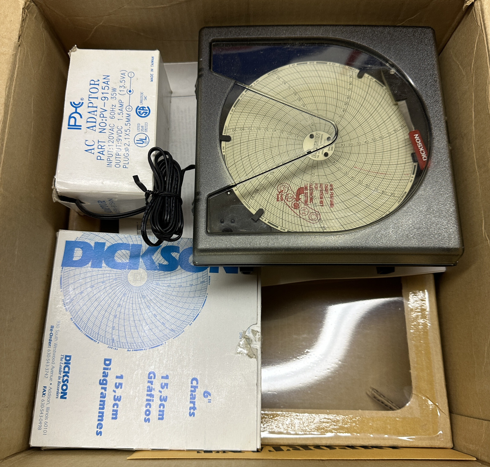 Dickson KT605 6" Thermocouple Temperature Chart Recorder KT605 w/ Charts